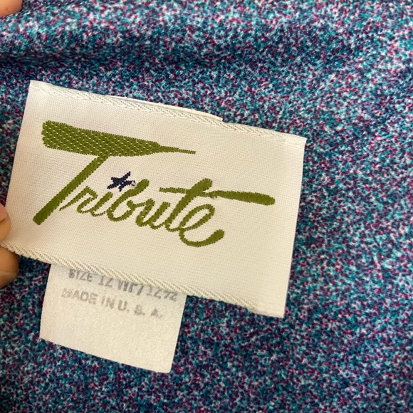 Vintage 70s Retro Blue Dagger Collar Zip Tribute Dress - Picture 3 of 6